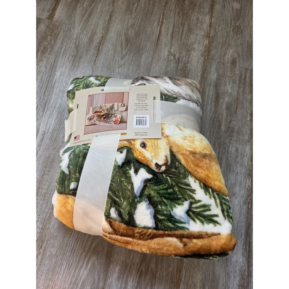 NWT Regal Comfort Winter Wonderland Woodland Throw Blanket 50x60 Deer Fox